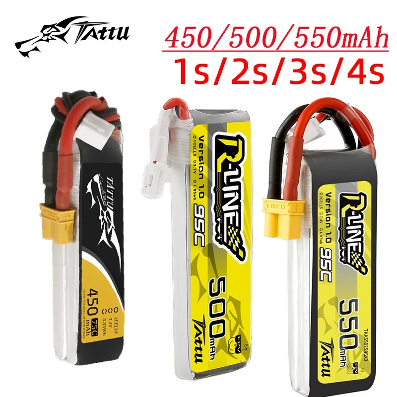 Drone Racing Battery - Tattu-ドローン用バッテリー,rcヘリコプター用,fpvレーシング部品,450 mah,500 mah,550mah,75 c,95c,3.7 v,3.8, 7.4,
